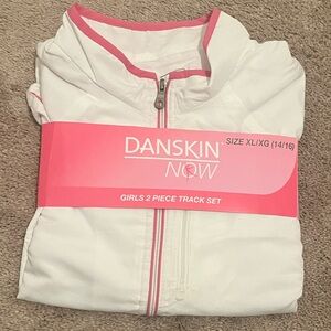 Girls 2-Piece Danskin Now White and Pink Girls' Track Set